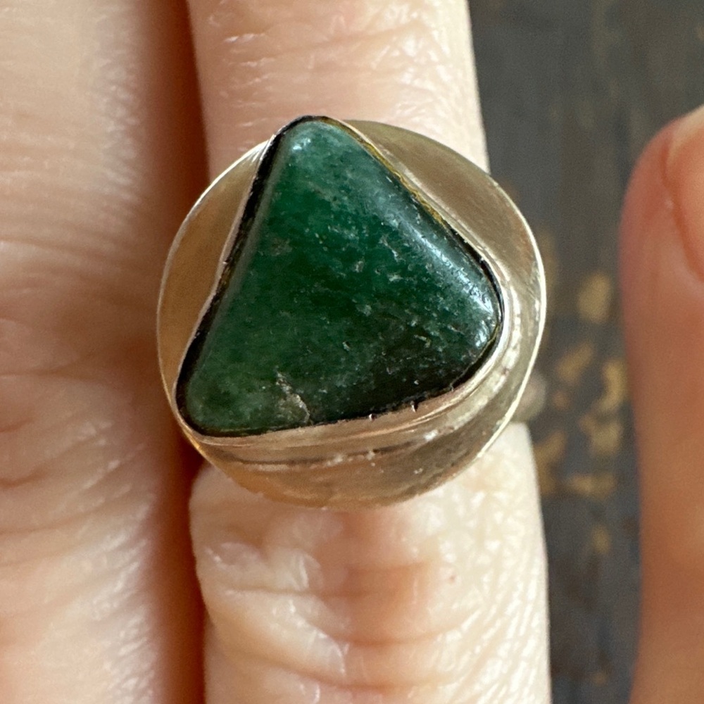 Sterling Silver Green Agate Ring - image 1